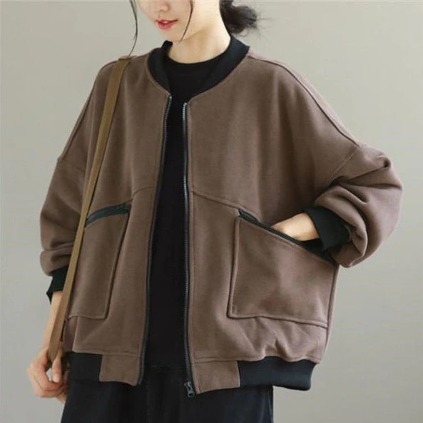 ブルゾン長袖ライトアウターレディースジャケット無地ショート丈春秋大きいサイズスウェットアウター20304050 4,773円