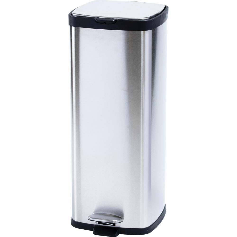 即日発送 アイリスプラザ ゴミ箱 30L ステンレスペール ペダル開閉式 インナーボックス付き Mサイズ 奥行35.5×幅27×高さ64.8cm 角型 スタイリッシュでサビにくいステンレス製 シルバー