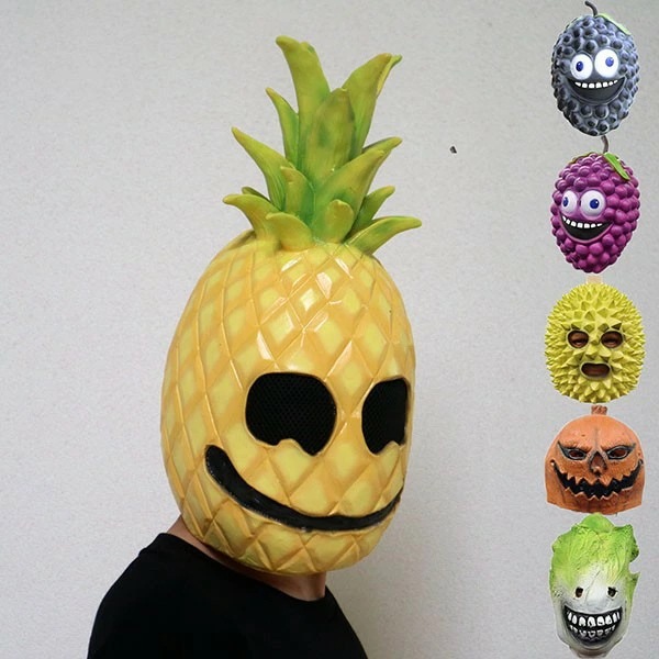 コスプレ 果物 葡萄 ドリアン パイナップル かぼちゃ 白菜 お化け ハロウィン cos コスチューム 怖い 仮装 ラバーマスク リアル お面 余興 なりきり パーティグッズ 文化祭 面白い 被り物