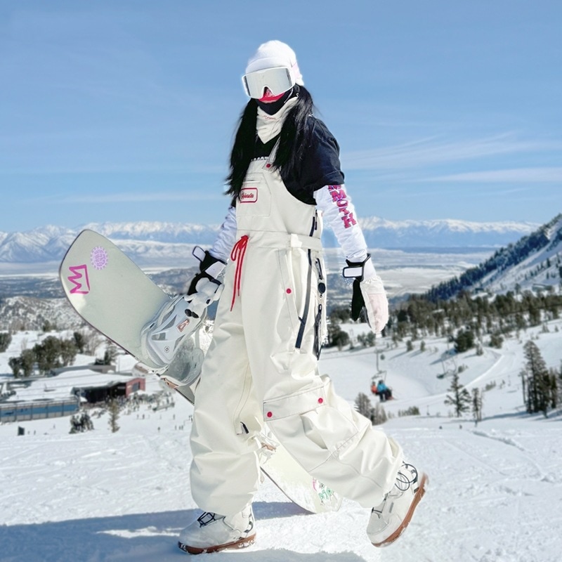 スノボウェア 2025 2026 耐水圧20000mm スノボパンツ ズボン オーバーオール 3L おしゃれ 韓国風 メンズ レディース スノーボードウェア スノーウェア スキーウェア ベージュ