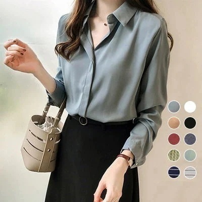 大人気！ オフィスシフォンシャツレディース長袖ルーズ韓国ラージサイズシャツ シャツ ブラウス
