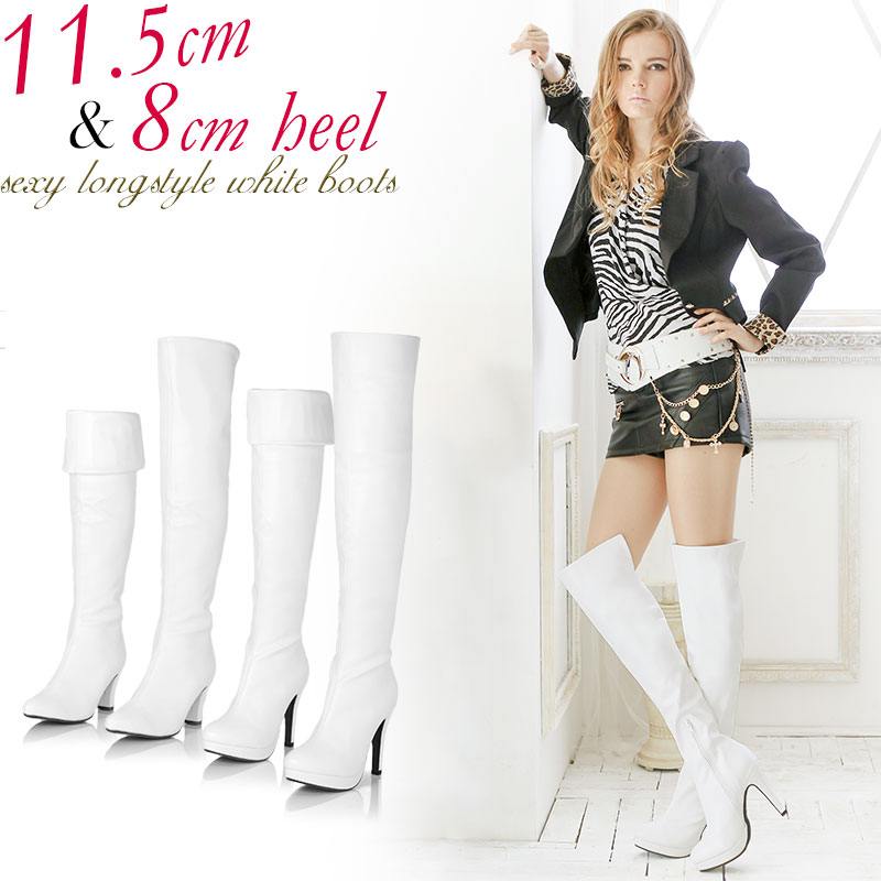 【即日発送/在庫あり】ニーハイブーツ 白 ロングブーツ ロング ブーツ ヒール 厚底 ストレッチ スムース 美脚 ハイヒール ピンヒール ローヒール 疲れない 痛くない 歩きやすい きれいめ