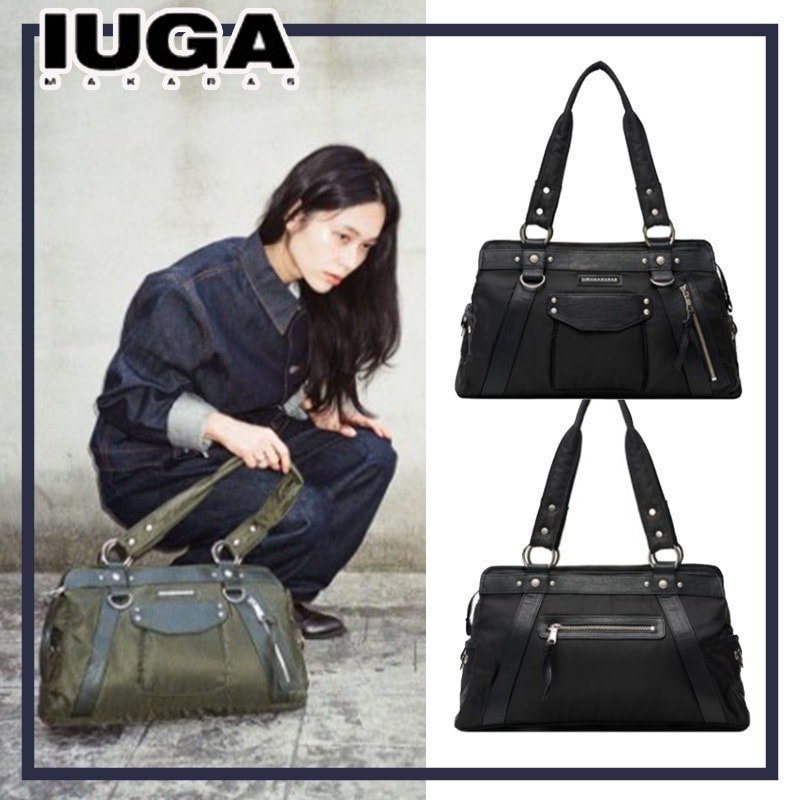 【IUGAMAKARAS】Studded Nylon Shoulder Bag