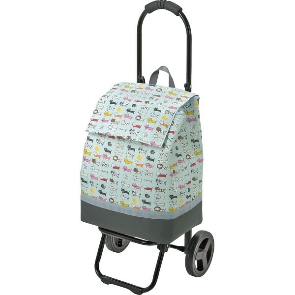 （ギフト）ネコ柄ショッピングカート スカイブルー