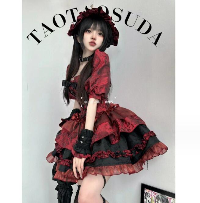 ロリータエレガントなデザインセンスのプレミアム半袖ワンピースコスプレワンピース 森ガール ワンピースセット森女性気質 イベントワンピース