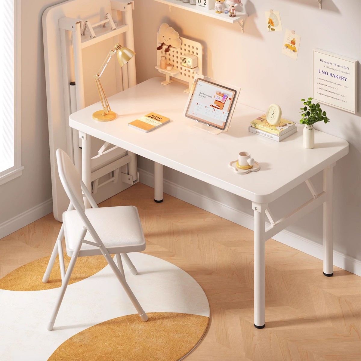 折りたたみ可能なコンピューターデスクホームオフィスデスクベッドルームシンプルな小さなテーブルチェアデスクデスクトップデスクデスクデスク学生学習デスク