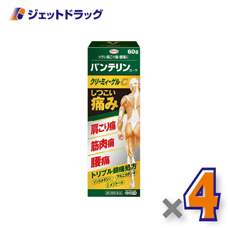 【第2類医薬品】バンテリンコーワクリーミィーゲルα 60g ×4個 セルフメディケーション税制対象（肩こり痛・筋肉痛・腰痛）