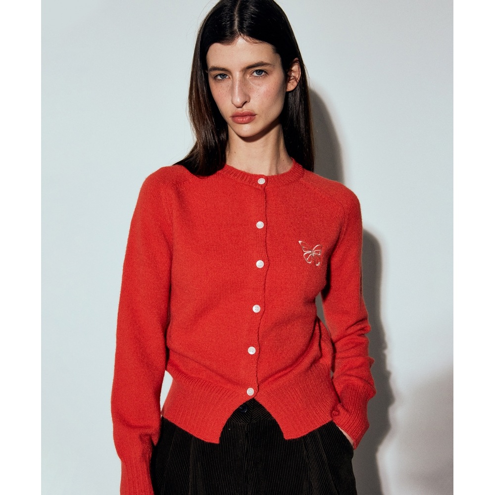 ニック&ニコールバタフライニットカーディガン_レッド