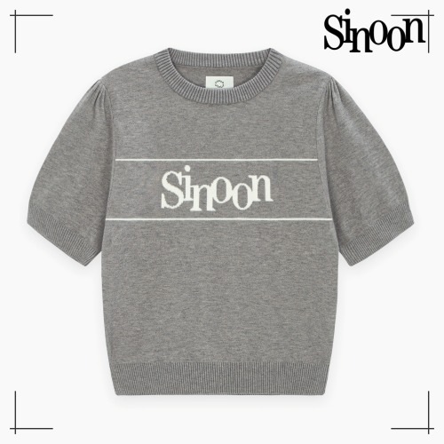 SINOON 半袖ニット Logo Half Knit (Melange Grey)
