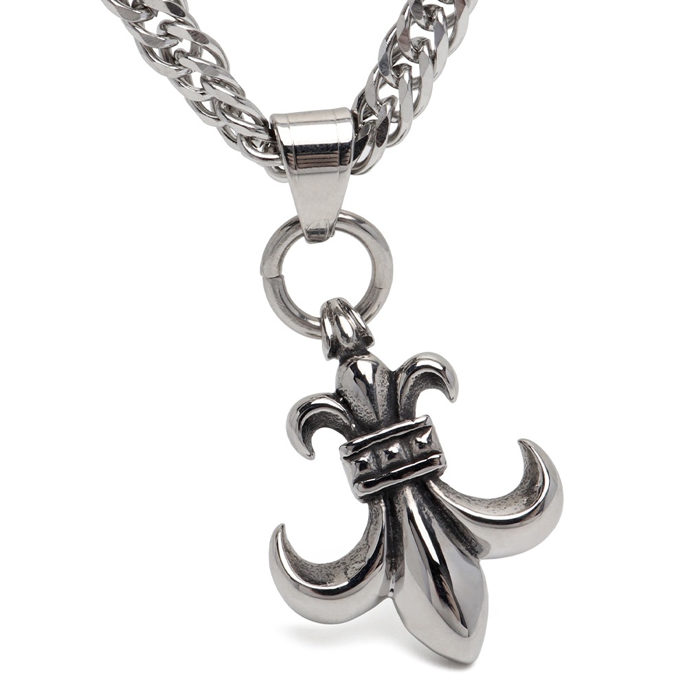 ステンレス 重厚感たっぷり！百合の紋章ネックレス 2サイズ [nc137-n069]