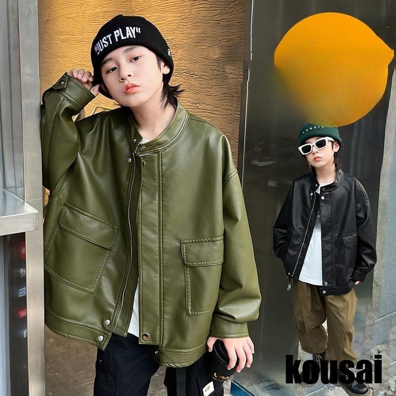 皮ジャン 韓国風 ジュニア 春秋冬 【30%OFFセール】キッズ革ジャン アウター トレンド レザージャケット ジャンパ ライダースジャケット 男の子 防寒防風 子供 おしゃれ 子供服