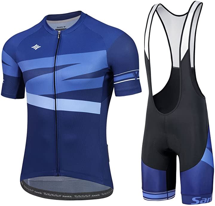 メンズ サイクルジャージ 上下セット 半袖 サイクルウェア サイクリング ジャージセット ビグパンツ 自転車ウェア 4Dパッド ロードバイク 夏 吸汗速乾 通気 弾力(ブルー, L)
