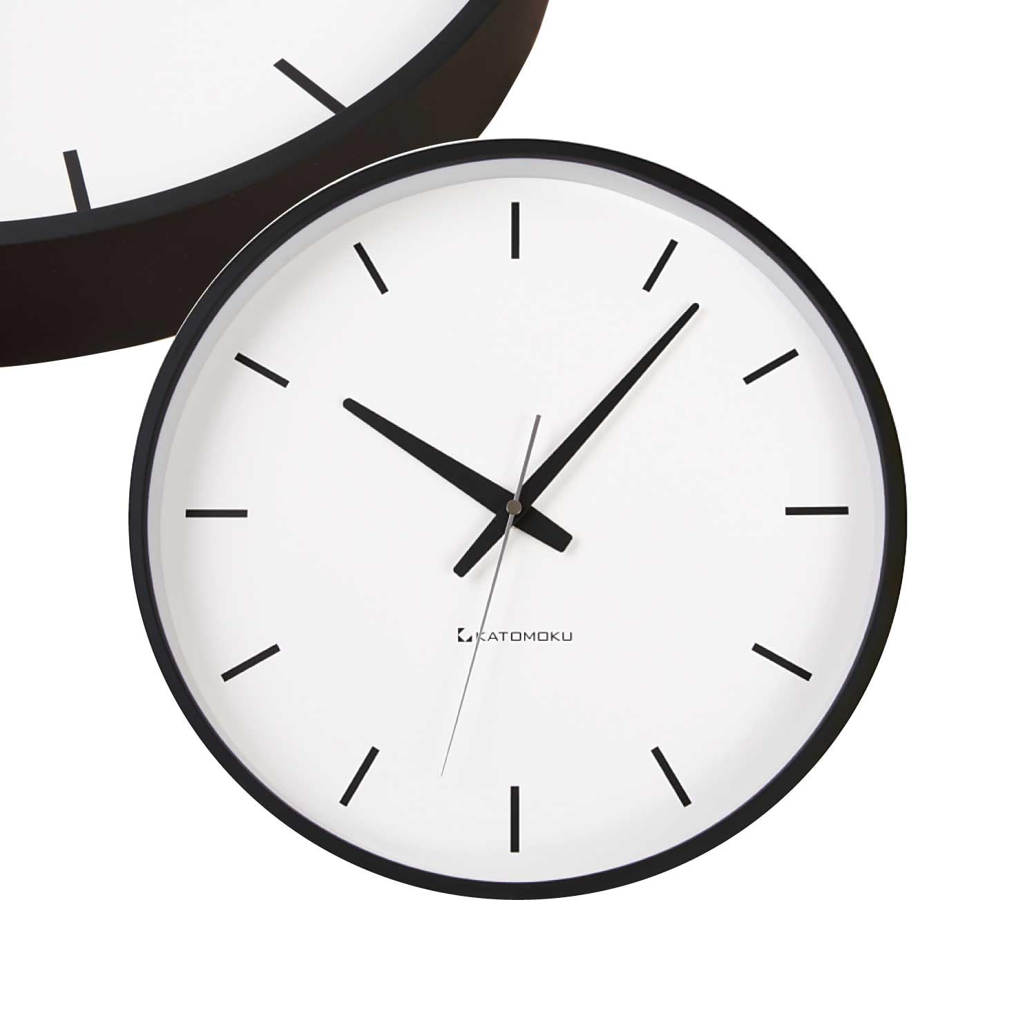 KATOMOKU plywood clock ブラック km-49BKRC 掛け時計 連続秒針 直径30.4cm (電波時計)