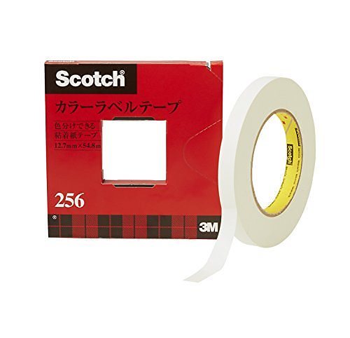 スコッチ カラーラベルテープ256 白 12mm幅x54.8M 256-12W