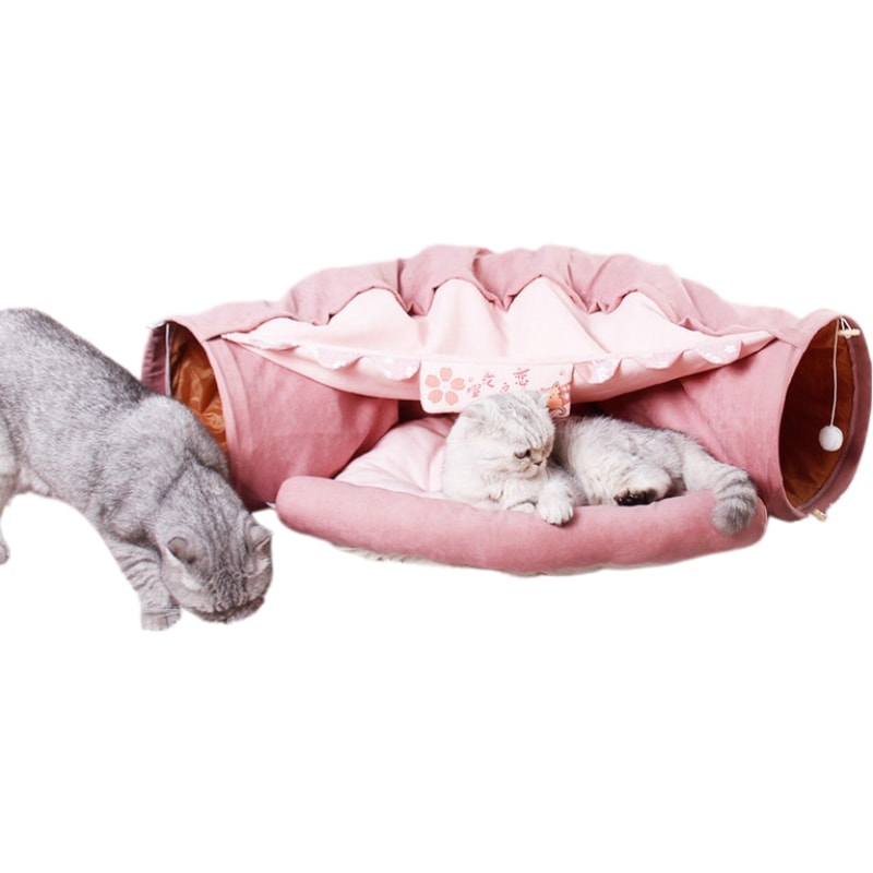 猫用 トンネルベッド 保温 四季対応 くぐれる くつろぎ ペット遊びクッション