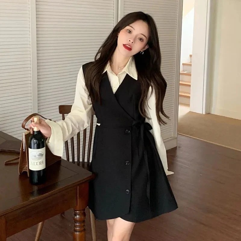 おしゃれで美しく清新で美しい韓国ファッション セットアップ アウター＋ワンピースウエスト引き締め 気質のスカート30%までに制限