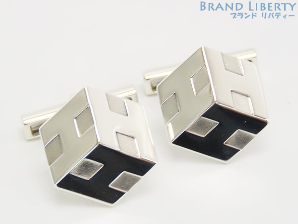 新品仕上げエルメスHロゴカフスカフスボタンカフリンクスシルバーシルバー925AG925
