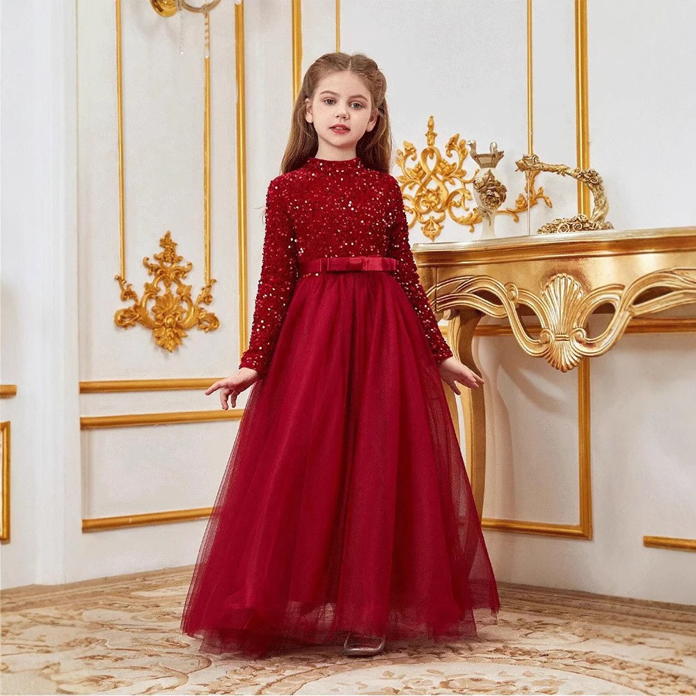 【2枚購入で 3oo円OFF】結婚式の花の女の子誕生日プリンセスドレス子供ホストレッドピアノモデルパフォーマンスコスム