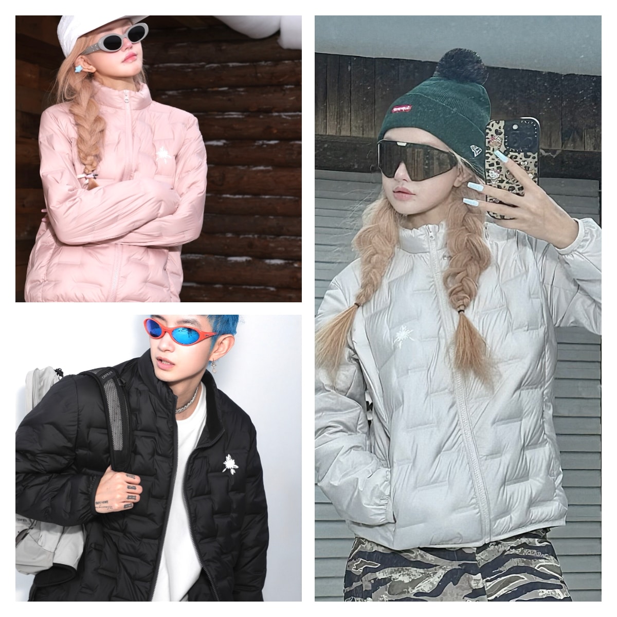 スノーボードウェア 2025 2026 黒 ピンク グレーダウンジャケット メンズ レディース スキーウェア スノボウェア アウター