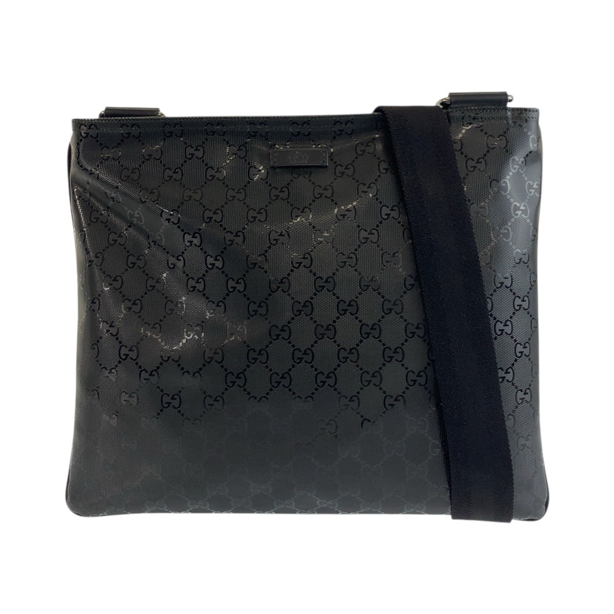 美品 GGインプリメ ブラック 黒 シルバー金具 PVC 201446 ショルダーバッグ メッセンジャーバッグ レディース 503214