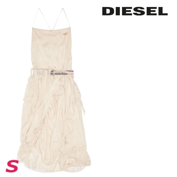 ノースリーブワンピース ドレス レディース D-CLAES ベルト付き シルク シフォンレイヤー die-l-t-f4-6hc