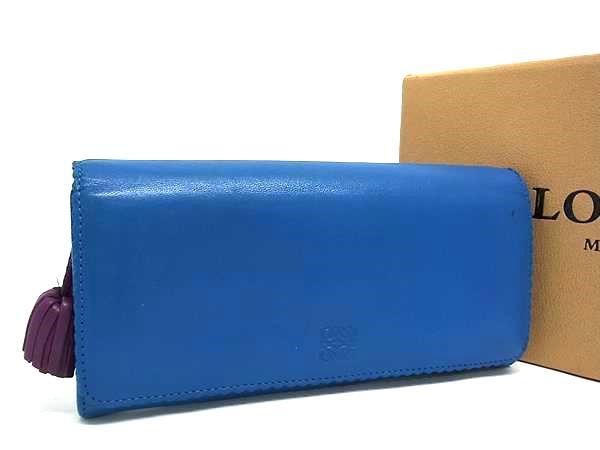 ロエベ 財布 アナグラム レザー - 二つ折り長財布 タッセル フリンジ ブルー ロングウォレット サイフ 長サイフ 小銭入れ レディース 多機能 人気 ブランド プレゼント【本物保証】 17,958円