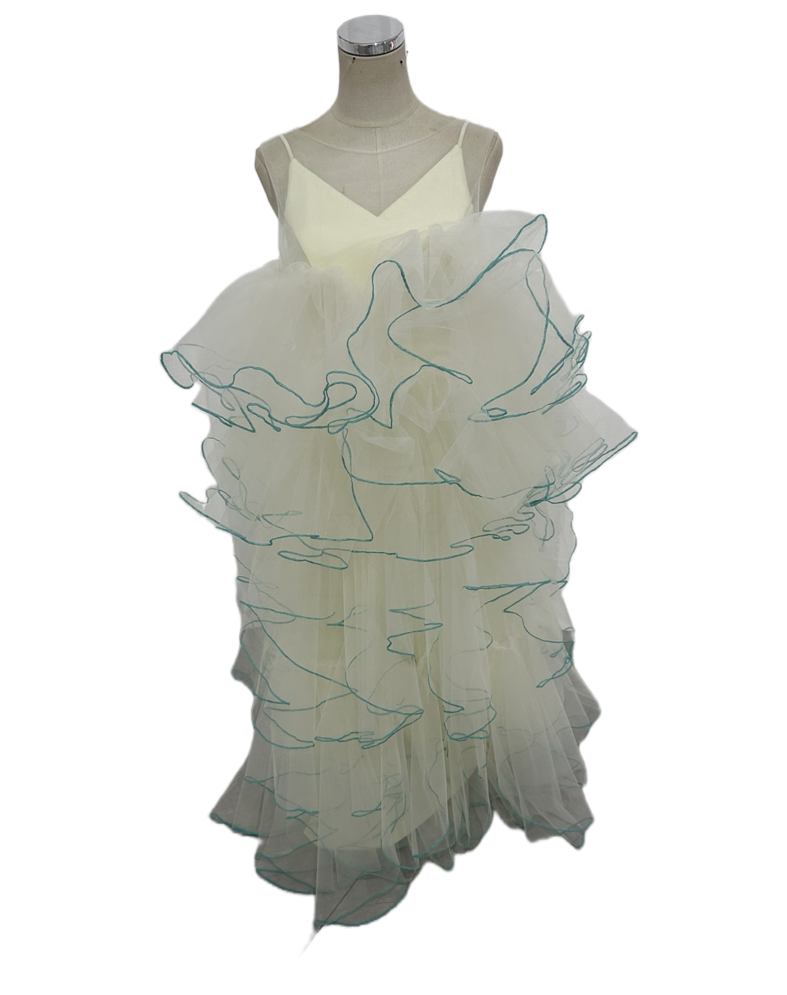 デザイン感 カラードレス パーティードレス アイボリー ラッフルフリル ツーピース 二次会 音楽会/発表会など 40,937円