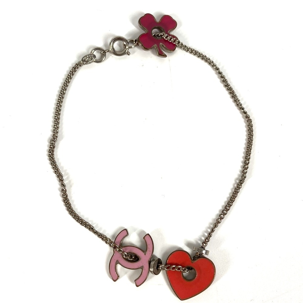 ブレスレット CC ココマーク ハート ロゴ クローバー 04P アクセサリー チェーン メタル ピンク