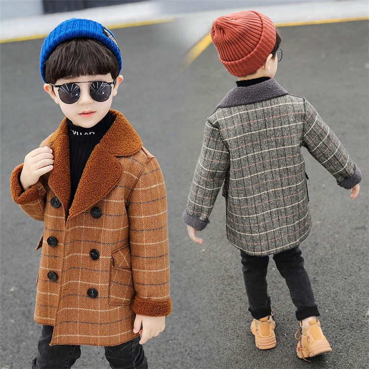 中綿 ブラウン 子供 防風防寒 TZ-123 可愛い キッズ 子供服 アウター ボタン チェック お出かけ ファッション 冬服 ジュニア グレー 厚手コート 子供用 小学生 長袖 オシャレ ミディア