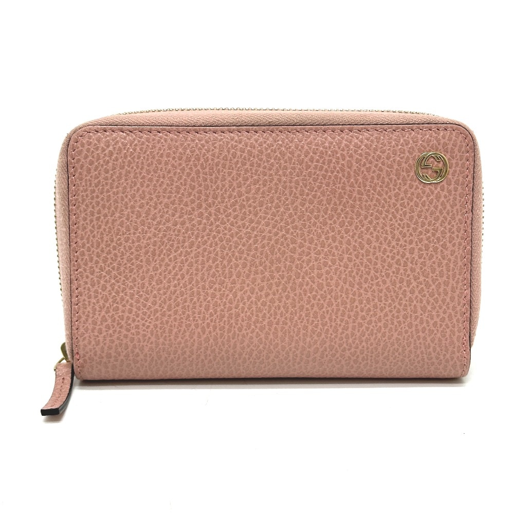 2つ折り財布 464884 インターロッキングG 財布 ラウンドファスナー ウォレット レザー ピンク 20,350円