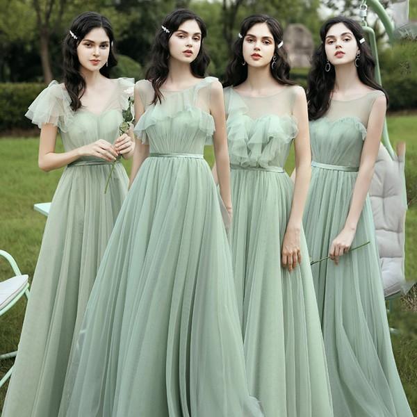 ブライズメイド ドレス ロング丈 パーティー 二次会 締め上げ ノースリーブ Vネック 結婚式 体型カバー フリル 卒業式 成人式 花嫁 ピアノ 発表会 演奏会