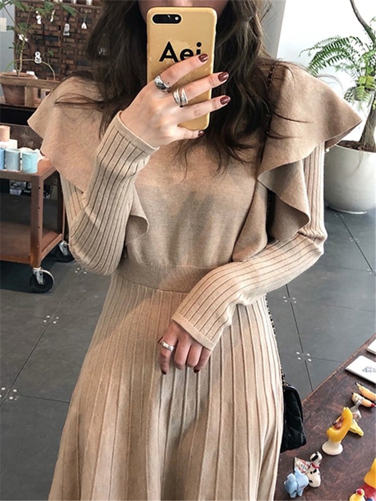 ワンピースレディースマキシワンピプリーツワンピースロングワンピース長袖フレアプリーツ 5,118円