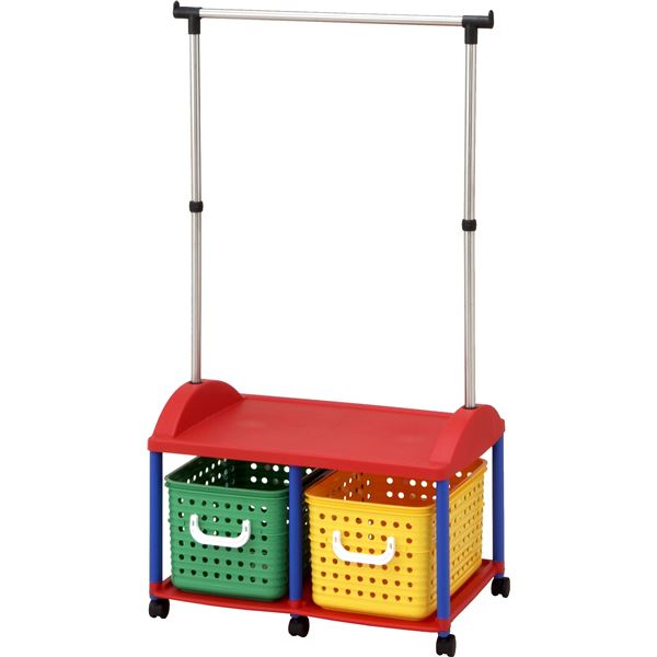 子供用 ハンガーラック/衣類収納 2W型 6644.5125cm 日本製 キャスター付き ステンレス巻きパイプ リビング