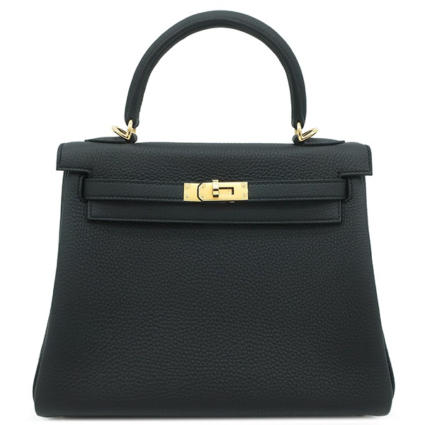エルメス HERMES 2WAYバッグ ケリー25 内縫い トゴ ブラック ゴールド金具 黒 ショルダー W刻印（2024年製） 【箱】【中古】