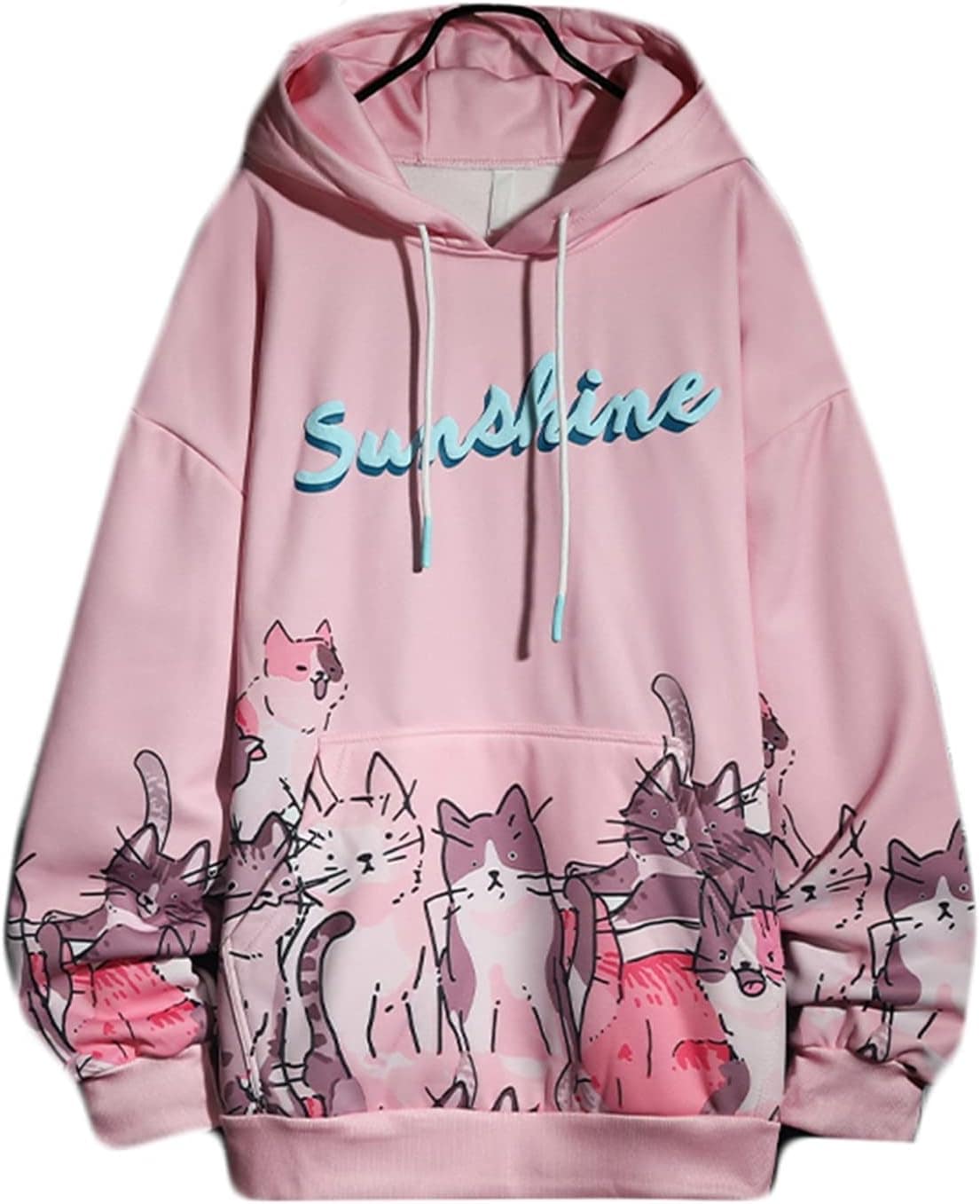 メンズ レディース パーカー スプリングウェア クラシック ねこ柄 プリント コンフォート トップス 体型パカー ソフト 伸縮性 フード付き 保温性 吸汗性 丈長め カジュアル カッコイイ