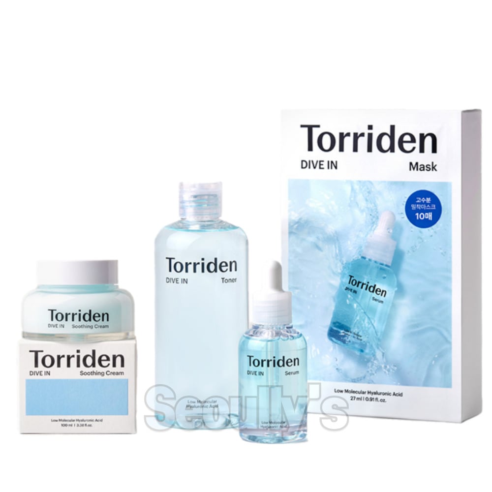 ダイブイン 水分 4種 スキンケアセット (化粧水+セラム+スーディングクリーム+マスク10枚)