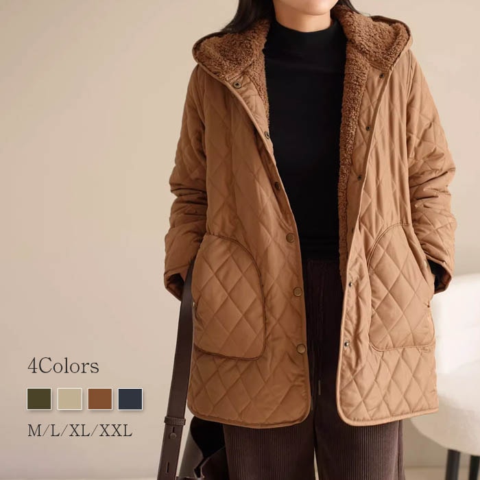 裏起毛 キルティングコート レディース 秋冬 パーカーコート パーカー 春 中綿 中綿コート 大人 コート 切り替え ジャケット ブルゾン 防寒 暖かい 秋コート アウター 長袖 大きいサイ