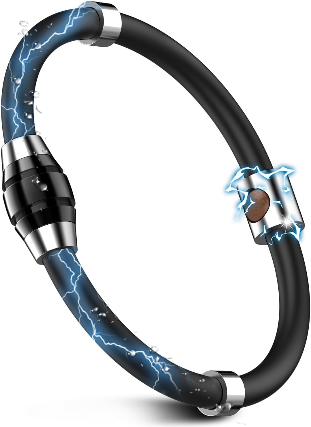 静電気除去ブレスレットシリコン製磁気チタンゲルマニウム配合サイズ調整可能防水軽量男女兼用長さ19cm