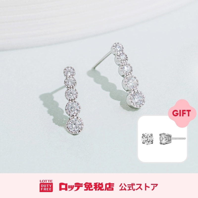 [ヘスエル] シルバーキュービックスタッドピアス