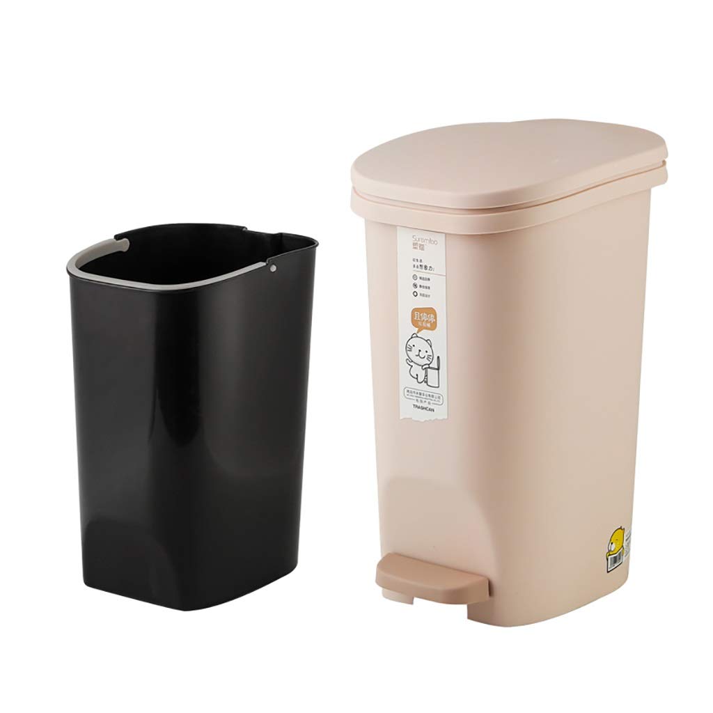 ごみ箱 ごみ箱春上蓋プラスチックのホームごみビンにフィルターと蓋のロック臭気保護キッチンバスルーム 垃圾桶 (Color : Brown)