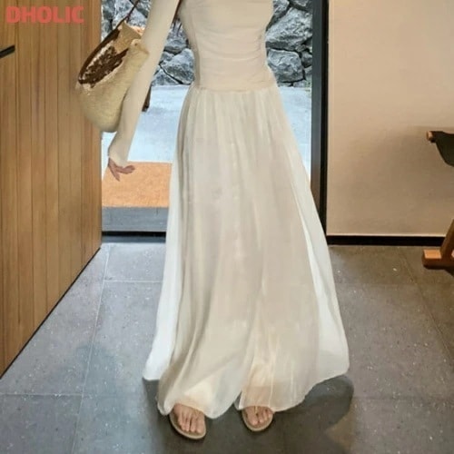 [メガ割りSALE]ウエストゴムシフォンフレアパンツ