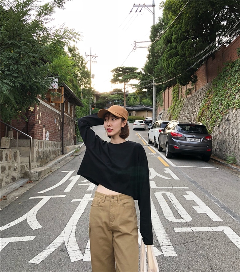 Tシャツ 長袖tシャツレディース 韓国 シャツ フリル 白シャツ レディース 3色 バイカラー！裏起毛オーバーサイズ