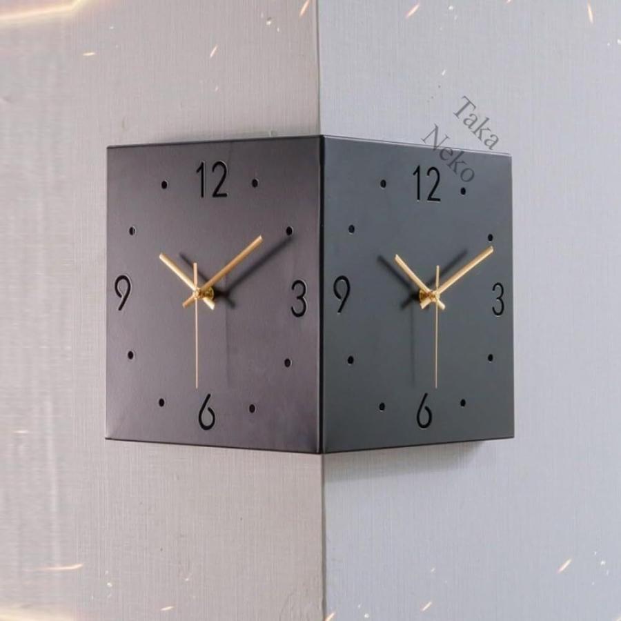 コーナー両面時計 掛け時計 壁時計 リビングLED掛け時計 自動感応夜光 ルミナスデジタル デジタルコーナー掛け時計静音 コーナーサイレントクォーツ壁掛け時計