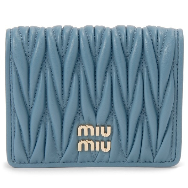 ミュウミュウ 二つ折り財布 ブルー 5MV204 AFPP F0F16 BI FOLD WALLET MARINE マリン 並行輸入品