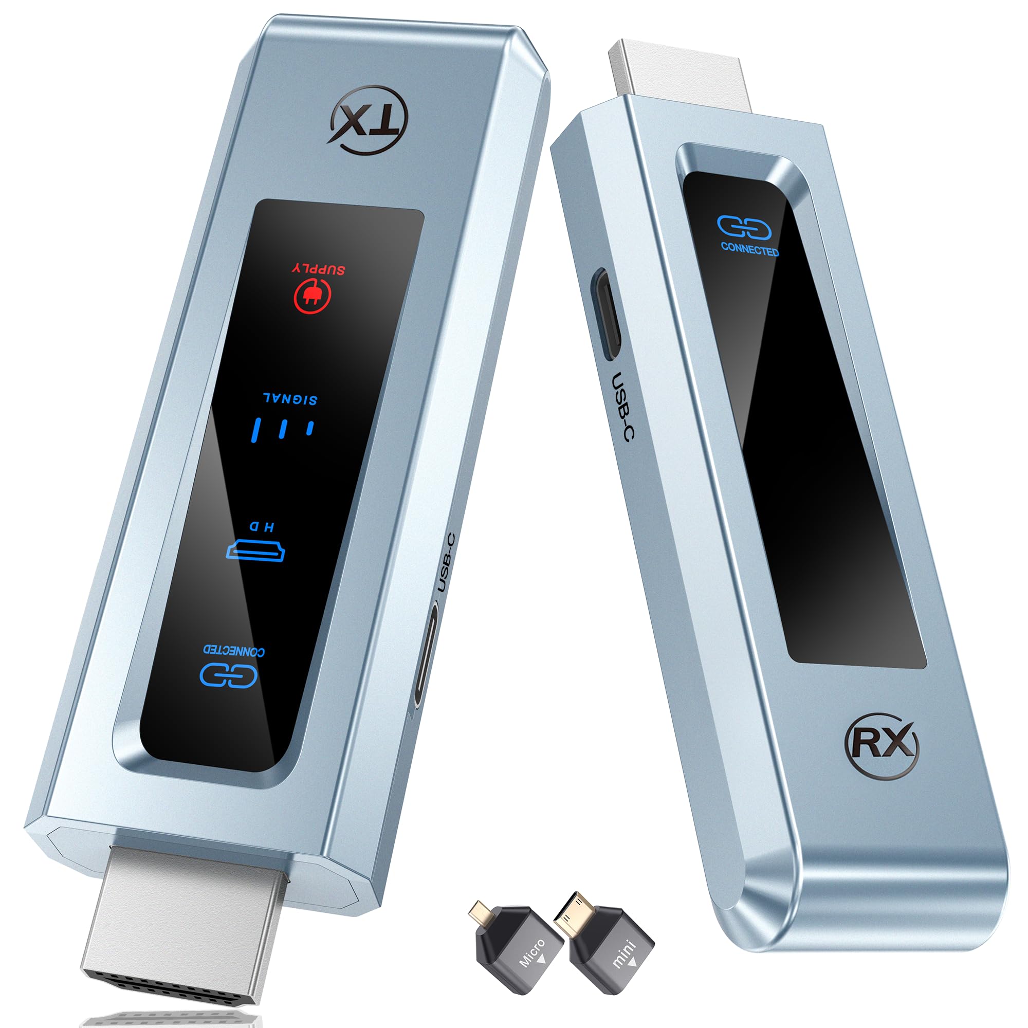 ワイヤレス hdmi 送受信機セット hdmi 無線化 ワイヤレス 小型 LEDディスプレイ搭載【日本技適認証取得】トランスミッター レシーバー 挿すだけ使える 30m安定無線伝送 WIFI/設定不要