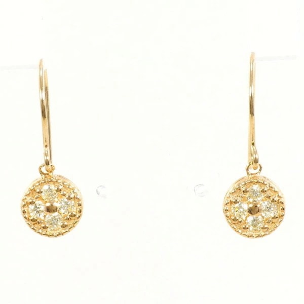 K10 10金 YG イエローゴールド ピアス イエローダイヤ 0.06 ×2 ジュエリー 中古