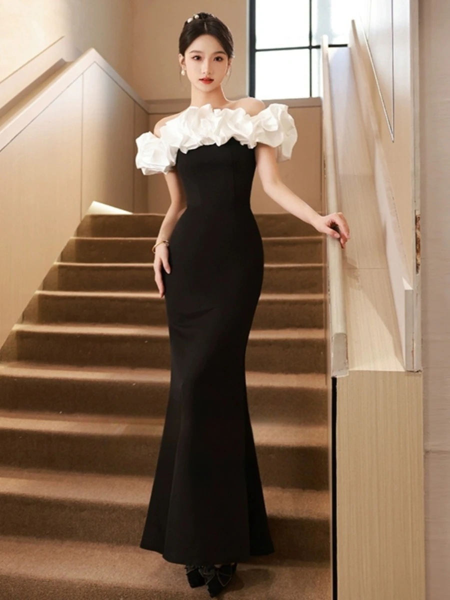 春秋ワンピースパーティードレスボートネックタイトスリミングワンピースゆったり大きいサイズロングワンピースレディースシャツワンピース