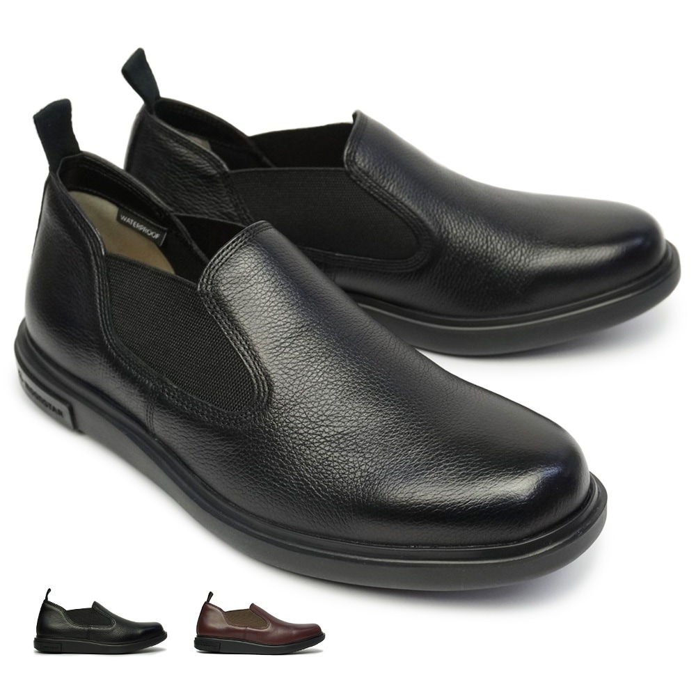 メンズ 防水 サイドゴアシューズ GE205 抗菌 本革 4E 幅広 透湿 防臭