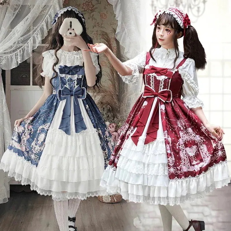 新作セール ロリータ ワンピースロリータプリンセスドレスロリータ花張華かわいい女の子ロリスーツサスペンダースカート ワンピース