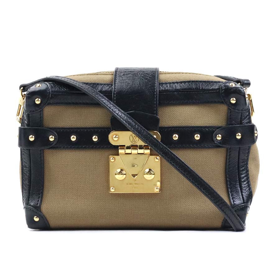 ルイ ヴィトン LOUIS VUITTON 斜め掛けショルダーバッグ プティット マル ソフト MM キャンバス/レザー カーキ/ブラック シルバー レディース e59656a